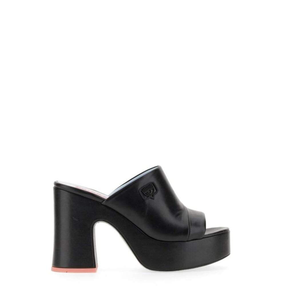 CHIARA FERRAGNI Women's Platform Block Heel Mules Women BLACK Pumps